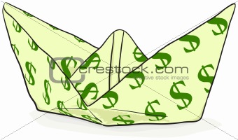 Paper Boat with a dollar sign