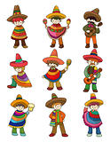 cartoon Mexican people icon set
