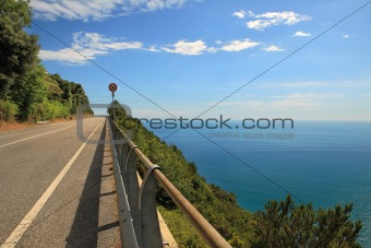 Highway in the mountains along Mediterranean Sea.