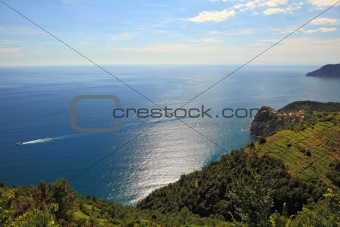 Aerial view on Mediterranean Sea in Italy.