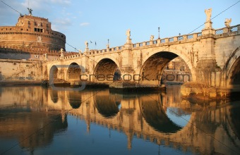 Saint Angel Castle and Bridge in Rome.