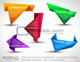 Origami triangle style speech Banner set