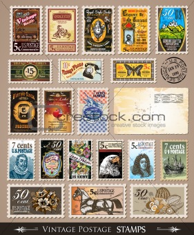 Collection of Vintage Postage Stamps 