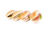 Four sandwich on white background