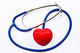 Red heart and blue stethoscope
