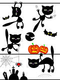 Vector Halloween black cats