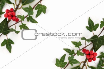 Holly and Ivy Abstract Border