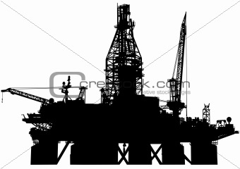 Offshore oil platform silhouette