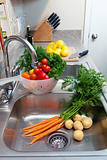 Fresh Vegetables in the Sink
