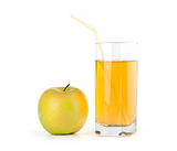green apple with juice