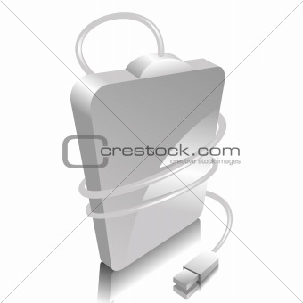 iconic vector illustration of a white portable hard disc