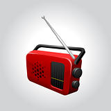 iconic illustration of a red shiny transistor radio set