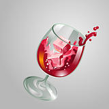 decorative wine glass with splash