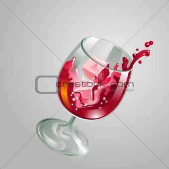 decorative wine glass with splash