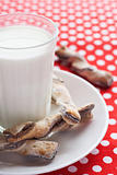A glass of milk and tasty cookies