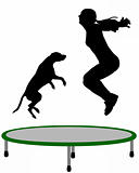 Woman and dog trampoline