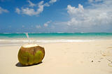 Coconot drink on exotic beach