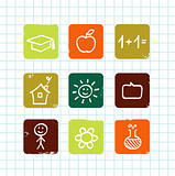 Doodle school & education icons collection isolated on white ( o