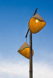 street lamp made form earthenware steamer in blue sky