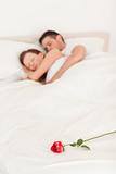 Rose on a bed of sleeping couple