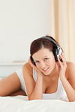 Close up of a Woman listening to music