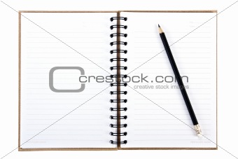 Blank notebook and pencil