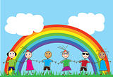 children and rainbow