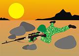 The sniper in desert