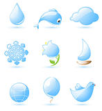 Blue glossy nature icons
