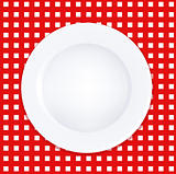 White Plate On Checkered Tablecloth