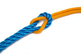 Yellow and Blue Ropes tied together with a reef knot