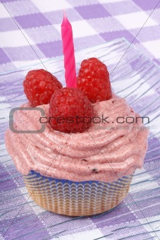 Birthday raspberry cupcake