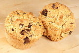 Two chocolate chips muffins