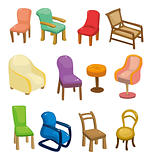 cartoon chair furniture icon set
