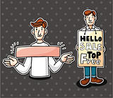 set of man with banner.vector