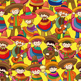 cartoon Mexican people seamless pattern,vector  