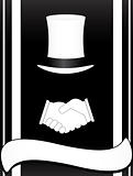 hat and handshake on a black background