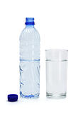 Mineral water in a glass and bottle