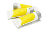 Three tubes with yellow labels