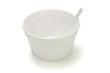 Styrofoam bowl and plastic spoon