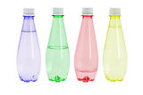 Mineral water in colorful plastic bottles