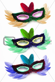 Three colorful  party face masks