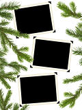 Retro photo framework and Christmas tree