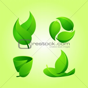 isolated foliage design element set