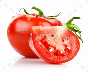 fresh tomato in cut with leaf parsley