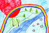Children's drawing of a rainbow