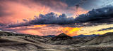 Painted Hills in Oregon Panorama at Sunset