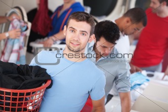 Blue-Eyed Man In Laundromat