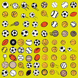 Set Ball sports icons symbols comic vector illustration
