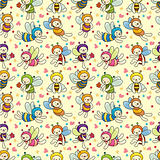 cartoon bee boy seamless pattern
